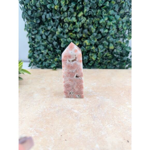 Pink Petal agate cotton candy agate tower quartz  crystal druzy girly witch - Picture 3 of 6